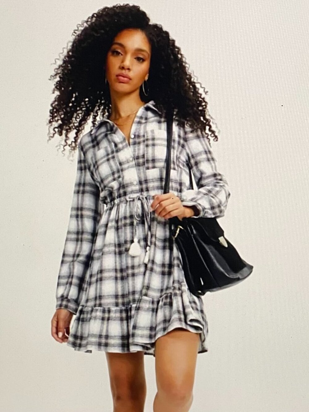 EN CREME MULTI COLOR MINI FLANNEL DRESS SM EX COND